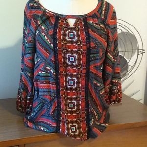 Figueroa & Flower boho blouse geometric print